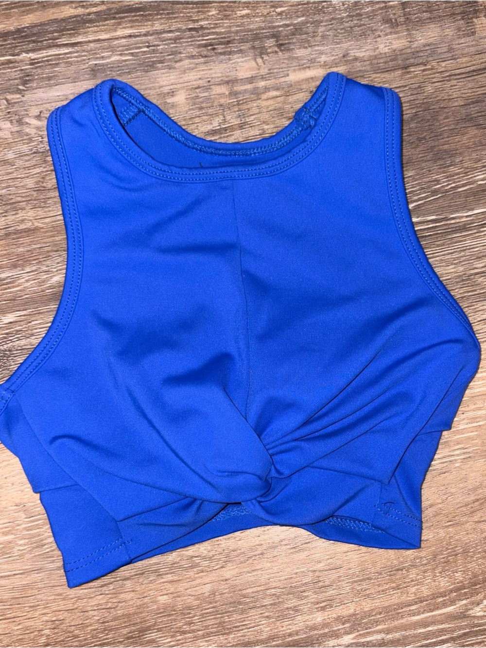 Five Dancewear Blue Twist-Front Crop Tank Top - Kids Dancewear